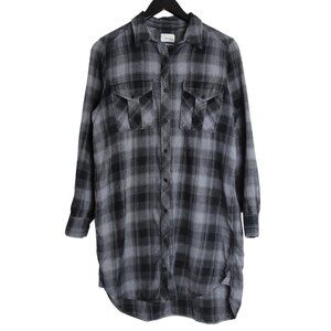 Aritzia Wilfred‎ Free Black Grey Long Sleeve Cotton Shirtdress Size Medium
